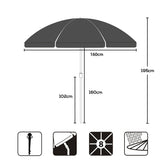Sekey round parasol Ø160 cm – with carrying bag & ground sleeve, for balcony & beach